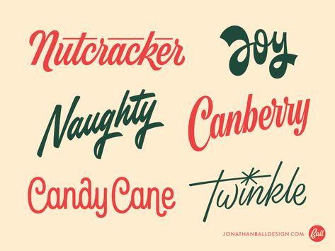 Christmas Title Design, 50s Lettering, Christmas Graphic Design Inspiration, Xmas Graphic Design, Christmas Lettering Design, Christmas Typography Design, Holiday Graphic Design, Christmas Branding, Nightmare Before Christmas Font