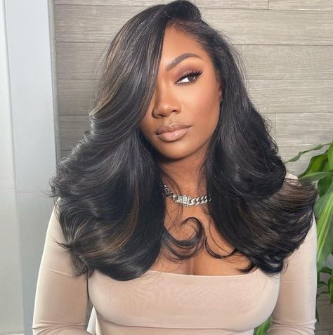 Gorgeous Long Weave Hairstyle Deep Part Sew In, See In Styles, Sew In Weave With Closure Middle Parts, Sew In Hairstyles With Leave Out, Long Curly Weave, Weave Hairstyles For Black Women, Short Curly Weave, Sew In Weave Hairstyles, Weave Bob Hairstyles