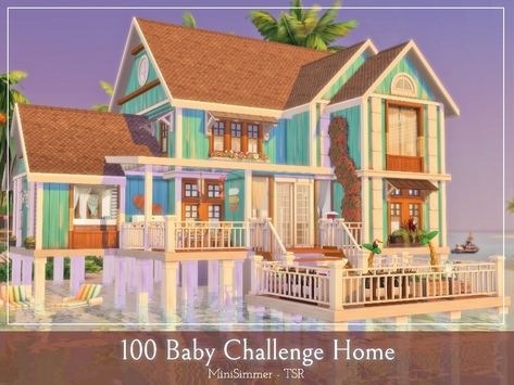 Sims 4 100 Baby Challenge House, 100 Baby Challenge Sims 4 House, Sims 100 Baby Challenge, Sulani Homes Sims 4, Sims 4 100 Baby Challenge, Open Kitchen And Dining, Ts4 Lots, Large Family Home, Small Playroom