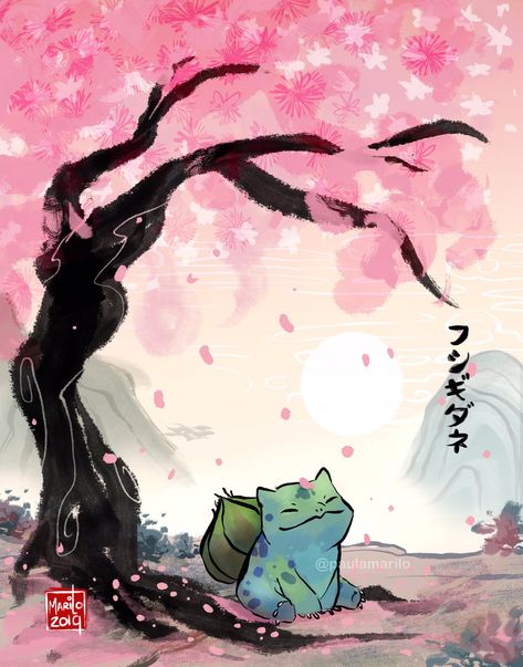 Iphone Wallpaper Cherry, Wallpaper Cherry Blossom, Bulbasaur Pokemon, Retro Nintendo, Pokemon Painting, Pokemon Poster, Pokemon Backgrounds, Oc Pokemon, Pokemon Tattoo