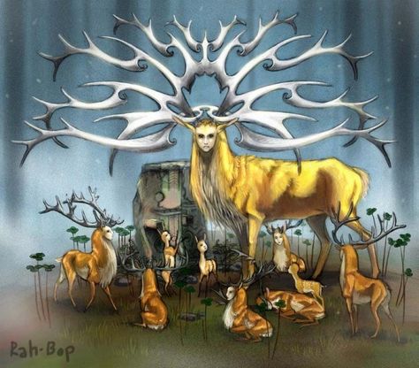 Deer_God_by_rah_bop Deer God, Deer Tattoo, Creature Artwork, Deer Art, Creature Drawings, God Art, Tattoo Sketches, The Endless, Mythical Creatures