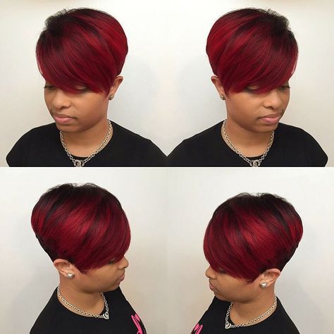 “H A I R B Y L A T I S E ✂️” Straight Bob With Bangs, Pixie Cut Straight, Short Quick Weave, Short Weave Hairstyles, Red Pixie, Short Red Hair, Short Weave, Quick Weave Hairstyles, Bob With Bangs