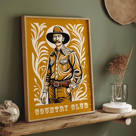 Western Cowboy Poster, Retro Country Club Wall Art, Classic Americana Home Decor, Gift for Wild West Enthusiasts, High-Quality Art Print Cowboy Poster, Americana Home Decor, Cowboy Posters, Wall Art Classic, Americana Home, Retro Country, Classic Americana, Poster Retro, Quality Images