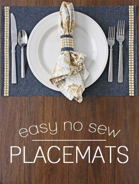 QUICK AND EASY NO SEW PLACEMATS Placemats Sew, Sew Placemats, Placemats Diy, Diy Napkin Rings, Felt Placemats, Easy Placemats, Sew Felt, Lace Placemats, Diy Placemats