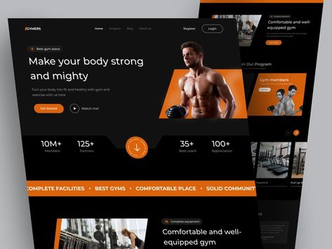 GYMERS - Landing Page Gym by Daffa Naufal ✨ for Picko Lab on Dribbble Gym Website Design Inspiration, Fitness Landing Page, Gym Website Design, Landing Ideas, Gym Trainer, Freelance Web Developer, Online Website, Best Gym, Wordpress Website Design