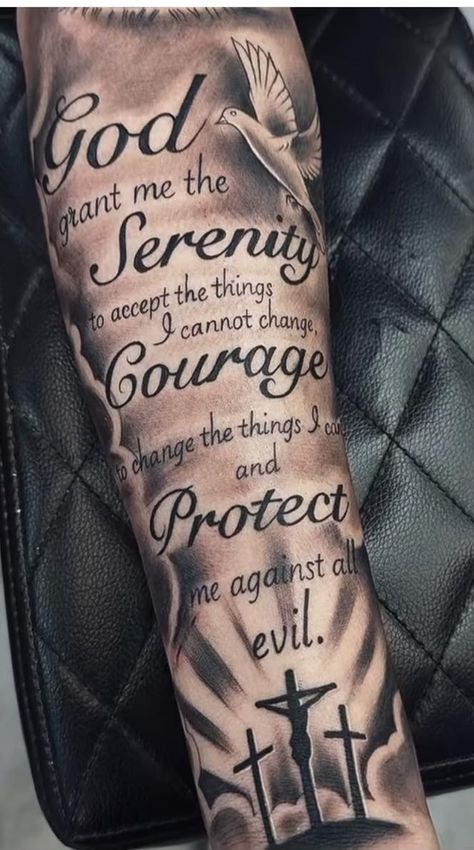 Our Father Prayer Tattoo, God Grant Me The Serenity Tattoo Women, God Grant Me The Serenity Tattoo Forearm, Serenity Prayer Tattoo Women, Serenity Prayer Tattoo Design, Serenity Tattoo, Serenity Prayer Tattoo, Courage To Change, Serenity Prayer