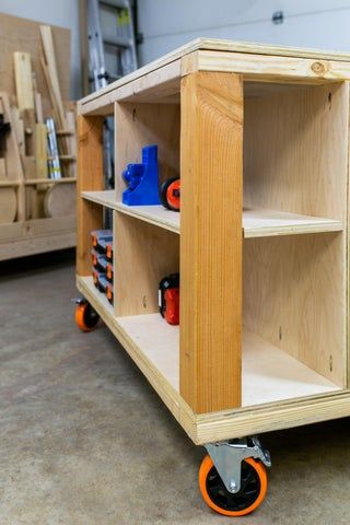 EASY DIY Workbench! Mobile With Storage : 9 Steps (with Pictures) - Instructables Diy Work Bench On Wheels, Rolling Workbench Diy, Workbench Organization Ideas, Work Shop Ideas Garage, Shed Workbench, Garage Storage Shelves Workbenches, Mobile Work Bench, Diy Mobile Workbench, Shop Ideas Garage