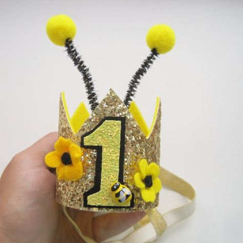 Bumble Bee Day Happy Bee Day Buzz Honey Beehive First Birthday | Etsy Canada Fun To Bee One, Bee Paper, Crown Printable, Sweet As Can Bee, Bumble Bee Birthday, First Birthday Crown, Bee Theme Party, Pink Flower Headband, Themed 1st Birthday