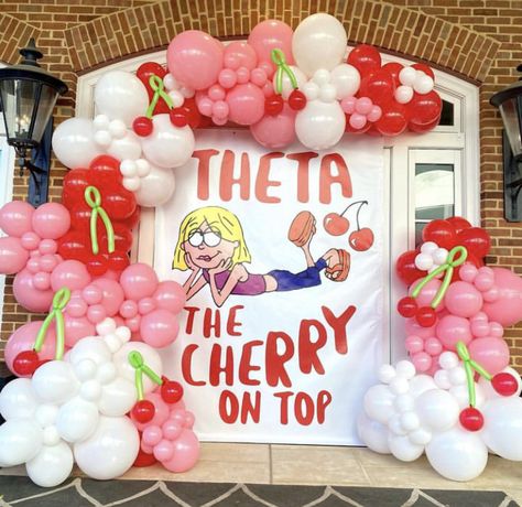 Sorority Event Ideas Party Themes, Red Bid Day Theme, Big Little Cherry Theme, Cherry On Top Bid Day Theme, Bid Day Themes 2023, Sorority Cherry Theme, Cherry Recruitment Theme, Sweet Bid Day Theme, Cherry Sorority