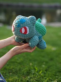 LoopTeeLoops: Giant Bulbasaur Crochet Pattern Bulbasaur Crochet Pattern, Pikachu Crochet Pattern, Pikachu Crochet, Pokemon Crochet Pattern, Crochet Pokemon, Pokemon Pattern, Crochet Fruit, Bernat Blanket Yarn, Crochet Animals Free Patterns