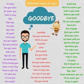 How many ways do you know how to say “goodbye” in English? Here are many different ways to say goodbye and see which ones you like the most Different Ways Of Saying How Are You, Ways To Say How Are You, How To Say Goodbye, Words For Good, Alternative Words, Common English Phrases, Ways To Say Goodbye, English Collocations, Other Ways To Say