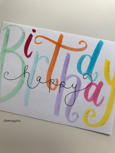 Birthday Card Send a customized birthday card with your own message, photos or#birthdayfonts #handdrawn #happybirthday #fontdesign #birthdaycelebration Hand Drawn Birthday Cards, Calligraphy Birthday Card, Happy Birthday Hand Lettering, Happy Birthday Doodles, Happy Birthday Calligraphy, Advance Happy Birthday, Happy Birthday Font, Hand Lettering Alphabet Fonts, Colourful Birthday