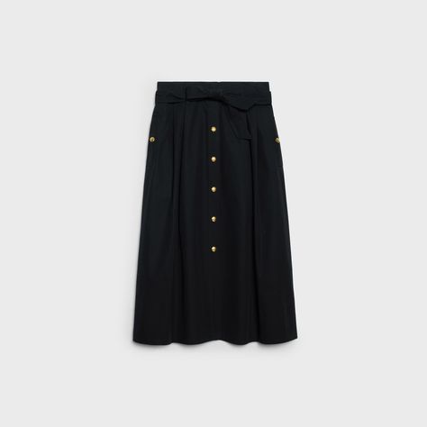 HIGH-WAIST COTTON TWILL SKIRT - Black - 2J375086I.38NO | CELINE Celine Dress, Twill Skirt, Flower Skirt, Handbags Leather, Skirt Black, Leather Goods, Cotton Twill, Dress Skirt, High Waisted Skirt