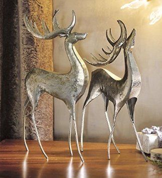 Felted Knitting, Reindeer Sculpture, Reindeer Statue, Paper Mache Animals, Deer Statues, Reindeer Figurine, Reindeer Decorations, Clay Art Projects, Wind Spinners