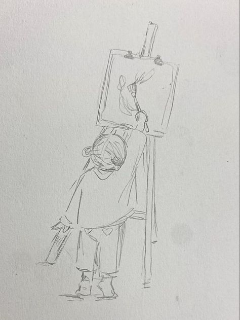 Skiching Drawing Ideas, Drawing Of Someone Drawing, Someone Sketching, Skiching Drawing, Wholesome Drawings, Girl Pencil Drawing, Dream Sketch, Human Sketch, Sketches Of People