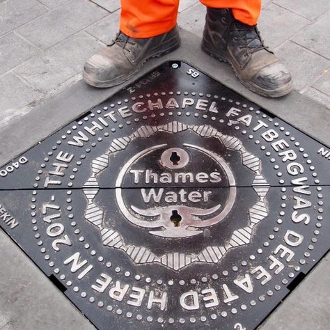 Whitechapel Fatberg Manhole Cover – London, England - Atlas Obscura After Story, Manhole Cover, London Museums, Drain Cover, Wet Wipe, London England, Cover Art, In London, Street Art