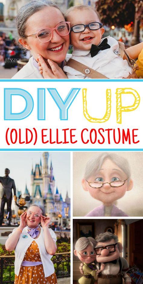 This DIY Ellie Up Costume is simple and cute! Find out how to make it here, along with other Family Up Costumes. Movie Up Costume Ideas, Diy Up Costume, Ellie From Up Costume, Ellie Fredricksen Costume, Ellie Up Costume, Disney Up Costume Ideas, Up Movie Costume Ideas, Ellie From Up, Up Ellie And Carl Costume