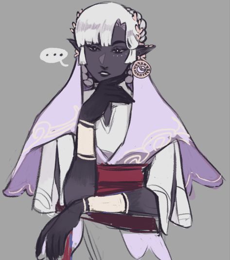 Dunmer Oc, D&d Food Ideas, Drow Dnd Art, Dnd Cleric Outfit, Cleric Tiefling, Drow Character Design, Drow Character Art, Drow Oc, Drow Aesthetic