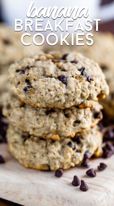 Breakfast Cookies Banana, Peanut Butter Banana Breakfast, Banana Breakfast Cookies, Banana Cookies Healthy, Banana Breakfast Cookie, Cookies Banana, Oatmeal Breakfast Cookies, Breakfast Cookie Recipe, Banana Sandwich