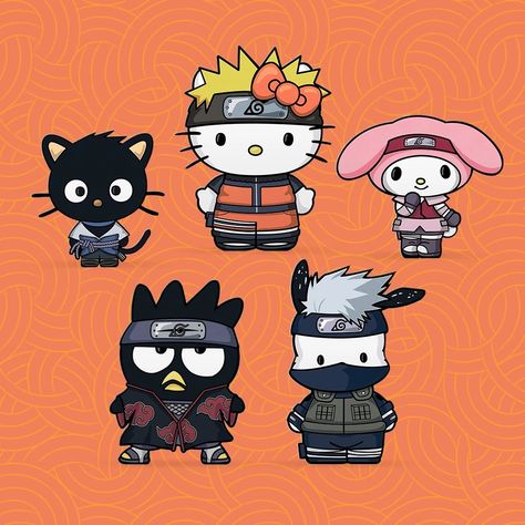 Naruto Hello Kitty, Hello Kitty Photos, Scrapbook Stickers Printable, Anime Crafts, One Piece Drawing, Naruto Characters, Matching Profile Pictures, Hello Kitty Wallpaper, Sanrio Characters