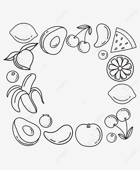 Fruit Border Design Drawing, Fruit Border Design, Fruit Line Drawing, Border Drawing, Cute Minions Wallpaper, Drawing Fruit, Drawing Borders, Wing Drawing, Fruit Drawing