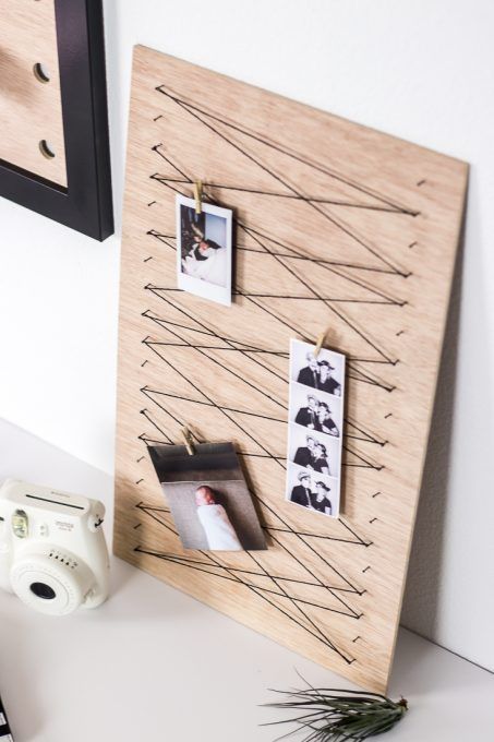 Create a simple clothespin memo board to keep important notes or display your favorite pictures with this easy DIY idea. #diy #office #organize