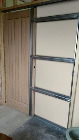 How to Install a Rocket Pocket Door | Rocket Door Frames Bathroom Pocket Door Ideas, Pocket Doors Diy, How To Install A Pocket Door, Diy Pocket Door, Pocket Door Installation, Pocket Door System, Wooden Glass Door, Sliding Pocket Door, Diy Stair Railing