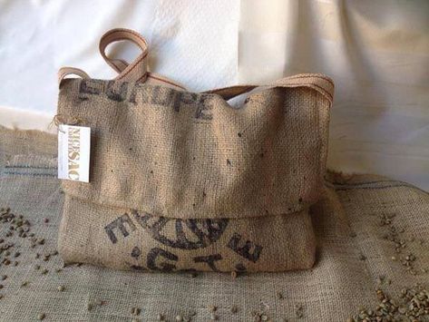 Coffee Bag Diy, Recycled Coffee Bags, Karung Goni, Coffee Bean Sacks, Burlap Coffee Bags, Coffee Bean Bags, Coffee Sacks, Vintage Burlap, Coffee Bags