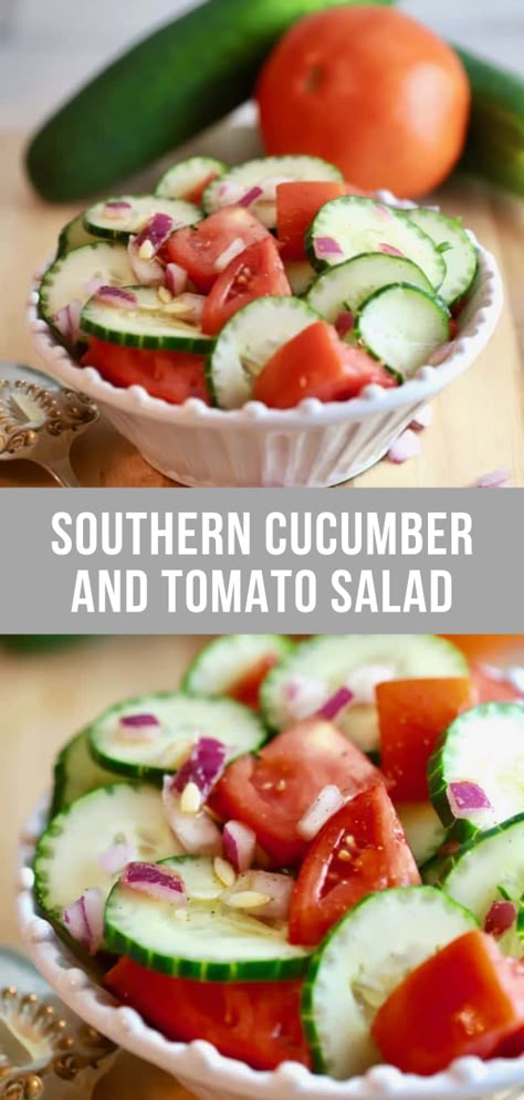 Southern Salad, Cucumbers And Tomatoes, Cucumber And Tomato Salad, Tomatoes Dinner, Tomatoes Salad, Cucumber And Tomato, Autumn Salad Recipes, Southern Dinner, Keto Salads