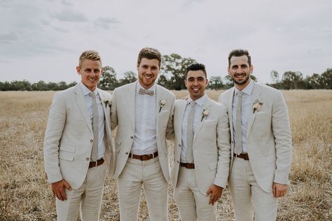 Off White Groomsmen Attire, Cream Suits Wedding, White Groomsmen Suits, Groomsmen Attire Rustic, Khaki Groomsmen Attire, Off White Suit, Rustic Groomsmen Attire, Ivory Tribe, Beach Wedding Suits