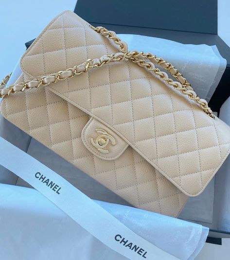 Chanel Flap Bag Beige, Chanel Beige Bag, Chanel Beige, Tan Chanel Bag, Beige Purse, Beige Bags, Beige Chanel Bag, Chanel Clutch, Hand Bags For Women