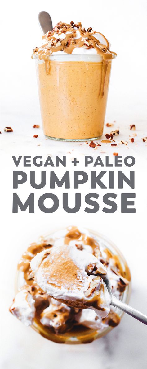 Vegan Pumpkin Mousse that is almost TOO easy to make and definitely too easy to eat. Just 6 ingredients and a blender and you have the dreamiest fall dessert! #VitamixPartner #vegan #pumpkin #easyrecipe #paleo #nobake #dessert via @feastingonfruit Vegan Pumpkin Mousse, Nobake Dessert, Feasting On Fruit, Pumpkin Mousse, Paleo Pumpkin, Desserts Vegan, Best Vegan Recipes, Vegan Pumpkin, Fall Dessert