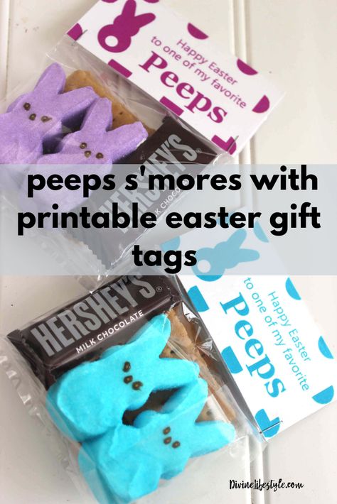 Easter Smores Printable Bag Toppers, Easter Smores With Peeps, Peeps Smores Easter, Easter Gift Ideas For Coworkers, Peep Smores, Easter Gifts For Coworkers, Peeps Smores, Easter Smores, Associate Appreciation