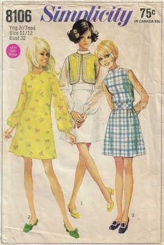 Teens Dress and Bolero Sewing Pattern Jr. Size 11/12 Bust 32 Vintage 1960's Simplicity 8106