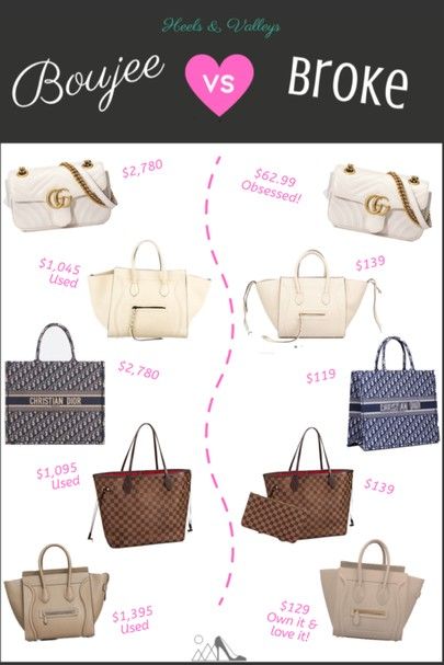 Bougie On A Budget Fashion, Affordable Designer Handbags, Boujee On A Budget, Splurge Vs Steal, Bougie On A Budget, Fake Designer Bags, Best Tote Bags, Life Of Luxury, Cheap Purses