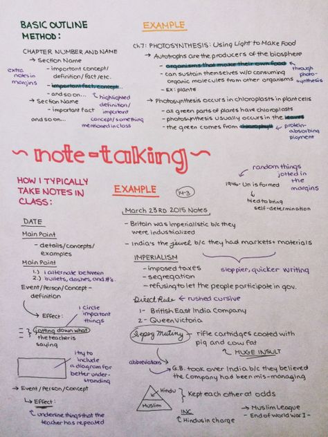 cw0630: How I write outlines/take notes, for those of you that were asking :) College Note Taking, School Organisation, Studera Motivation, Studying Tips, Note Taking Tips, College Notes, High School Survival, High School Hacks, School Organization Notes