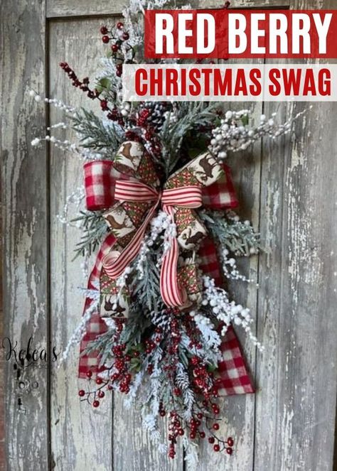 Learn how to make this gorgeous red berry swag for Christmas. Includes an easy to follow video tutorial and written instructions. Diy Swag Christmas, Christmas Swags Ideas Diy, Diy Swag, Christmas Nature, Christmas Decorations Centerpiece, Christmas Entryway, Christmas Swag, Winter Wreaths, Diy Wreaths