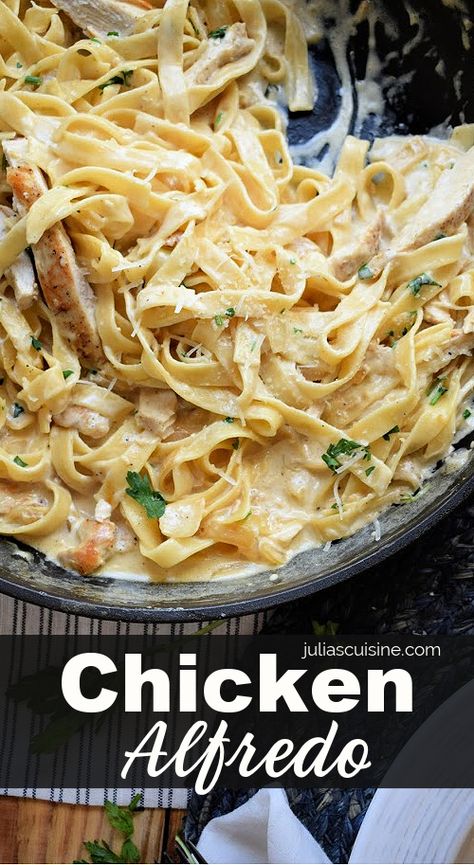 Make this Chicken Alfredo and you won't be disappointed. Tired, tested and true. Tender chicken, creamy pasta and delicious pasta. Your prefect weeknight dinner. #creamypasta #chickenalfredo #alfredosauce Homemade Chicken Alfredo Sauce, Best Alfredo Recipe, Fettuccine Alfredo Sauce Recipe, Best Alfredo, Simple Chicken Alfredo Recipe, Homemade Chicken Alfredo, Creamy Chicken Alfredo, Chicken Alfredo Recipe, Grilled Peach Salad