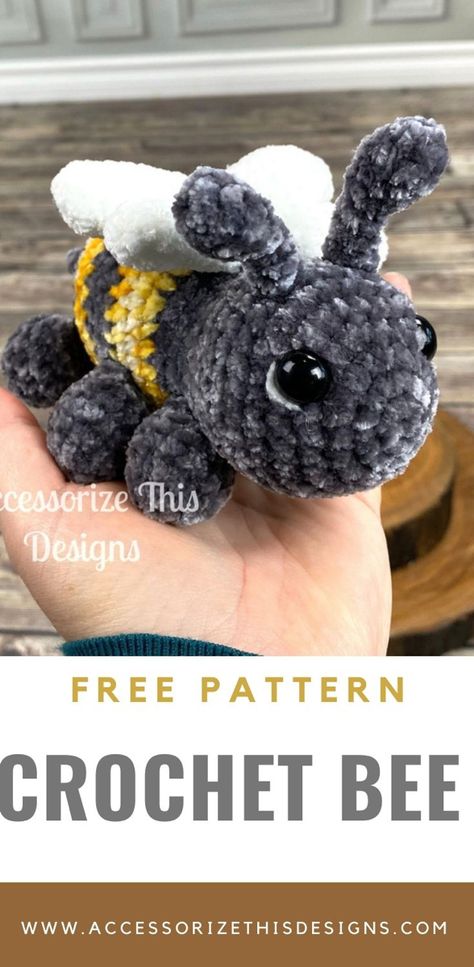 Crochet Bee Stuffed Animal, Crochet Chunky Bee Pattern Free, Bumblebee Amigurumi Free Crochet, Crochet Plush Bee Pattern Free, Fast Crochet Animals, Amigurumi Free Pattern Bee, Crochet Arigumi Free Pattern Beginner, Firefly Crochet Pattern Free, Bumblebee Crochet Pattern Free