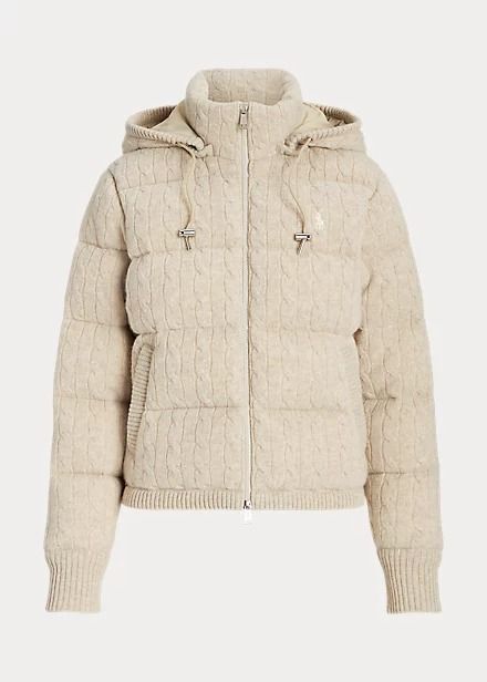 Ralph Lauren Beige Jacket, Ralph Lauren Cable Knit, Knit Coat, Beige Jacket, Polo Ralph Lauren Women, Shorts With Tights, Hooded Coat, Women's Coats & Jackets, Ralph Lauren Womens