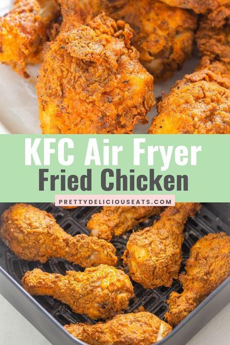 Air Fryer Chicken Leg Recipe, Recipe For Kentucky Fried Chicken, Kfc Fried Chicken Recipe, Chicken In Air Fryer, Copycat Kfc, Airfryer Chicken, Air Fryer Recipes Chicken Breast, Fried Chicken Recipe Southern, Kfc Chicken Recipe