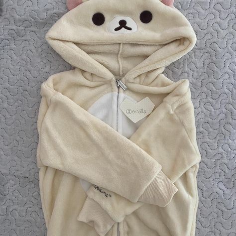 Korilakkuma... - Depop Rilakkuma Sweater, Korilakkuma Onesie, Rilakkuma Clothes, Rilakkuma Pajamas, Plushie Clothes, June Outfits, Kawaii Fits, Trendy Outfits For Teens, Painted Clothes