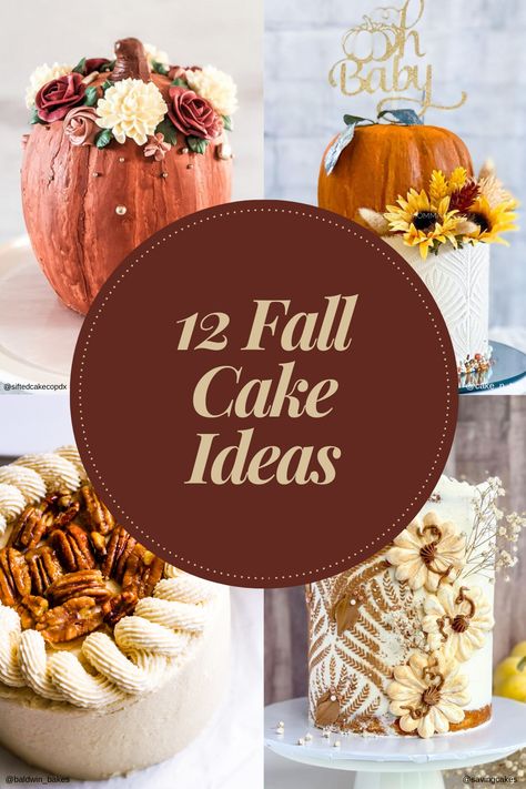 Fall Cakes For Birthday, Fall Themed Cake Flavors, Birthday Cake Fall Colors, Fall Cakes Easy Decorating, Fall Cakes And Cupcakes, Autumn Decorated Cakes, Fall Cake With Flowers, Birthday Cake Fall Theme, Fall Flowers Cake Buttercream