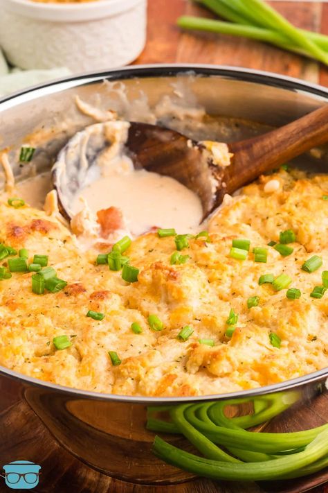 Crack Chicken Soup with Cheddar Bay Biscuit Topping Biscuit Chicken And Dumplings, Cheddar Bay Biscuits, Country Cook, The Country Cook, Chicken Bacon Ranch, Bacon Ranch, Creamy Soup, Chicken Bacon, Chicken And Dumplings