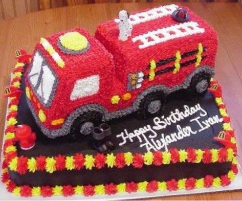 Fire Truck birthday cake for son of a fireman Firefighter Cakes, Birthday Cake For Son, Fire Truck Cupcakes, Firefighter Birthday Cakes, Fire Cupcakes, Fire Engine Cake, Fire Truck Cake, Fire Engine Birthday, Fire Fighter Cake