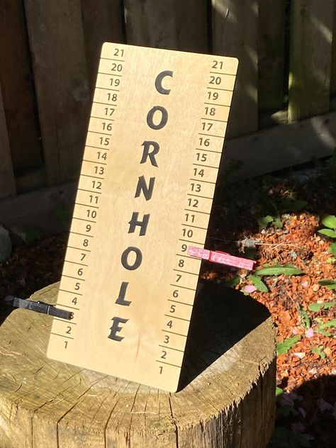 Wooden Cornhole Tabletop Scoreboard Customize With Your Logo or Text - Etsy Bag Toss Boards Design, Diy Cornhole Boards Designs, Cornhole Tournament Ideas, Cornhole Scoreboard Diy, Diy Scoreboard, Boho Yard, Cornhole Rules, Cornhole Scoreboard, Outdoor Yard Games