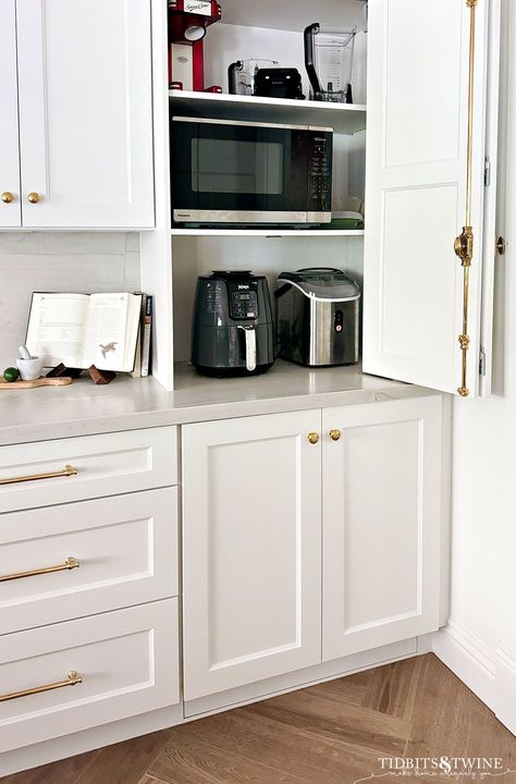 Wall Of Cabinets Kitchen Storage, Kitchen Cabinet Over Sink, Side Wall Kitchen Cabinets, Hidden Storage In Kitchen Island, Cabinet Towers In Kitchen, Kitchen Cabinet Tower Ideas, 12 Inch Cabinet Ideas, Custom Kitchen Cabinets Ideas Built Ins, Hidden Countertop Storage