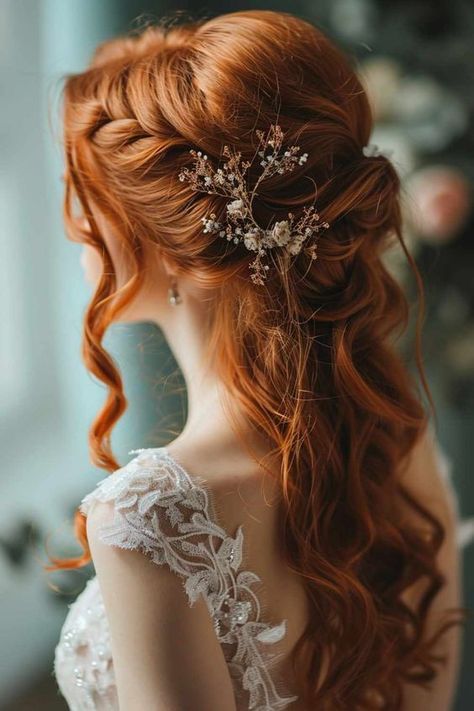 #BEAUTY, #RELATIONSHIPS #Fashion #Animals #Outfits #Winter Outfits #Animals Red Hair Bride Hairstyles, Red Bridal Hair Hairstyles, Long Red Hair Wedding, Long Red Hair Wedding Hairstyles, Half Up Half Down Wedding Hair Red, Winter Bride Hairstyles, Wedding Hairstyles For Bride Down, Red Hair Wedding Hairstyles, Wedding Hairstyles Red Hair