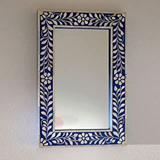 Amazon.com: pearl furniture: Home & Kitchen Floral Mirror Frame, Modern Mediterranean Decor, Mediterranean Living Rooms, Inlay Mirror, Mediterranean Living Room, Sofa Bar, Mirror Furniture, Bone Inlay Mirror, Mediterranean Interior