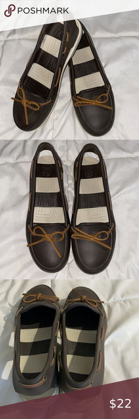 CROCS women’s boat shoes Brown Creme SZ 10 Crocs Women, Shoes Brown, Crocs Shoes, Boat Shoes, 10 Things, Closet